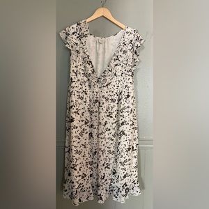 Converse One Star Womens Size XL Ruffle Sleeve charcoal/off white Skater Dress